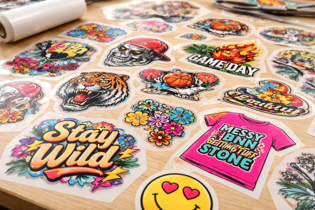 Free sample packs showcasing Merch Supply's transfer quality