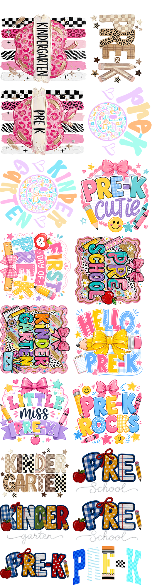 Pre-K Adult Size Gang Sheet
